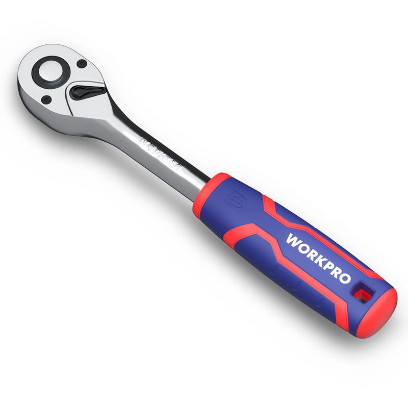 Workpro 1/2-Inch Drive Ratchet Wrench 72-Tooth Reversible Ratchet Quick-Release 1/2 Drive Ratchet Handle Cr-Mo Head Chrome Plated Finish - Image 1