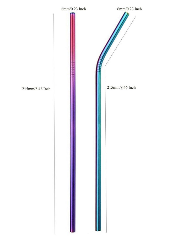 NObranded Reusable Metal Straws 50Pcs.8.5” Stainless Steel Rainbow Drinking Straws in Bulk For Wholesale.215x6mm All Curved Straight Straws for 20oz Tumblers Yeti (50pcs all bent Rainbow-8.5")  - Image 2
