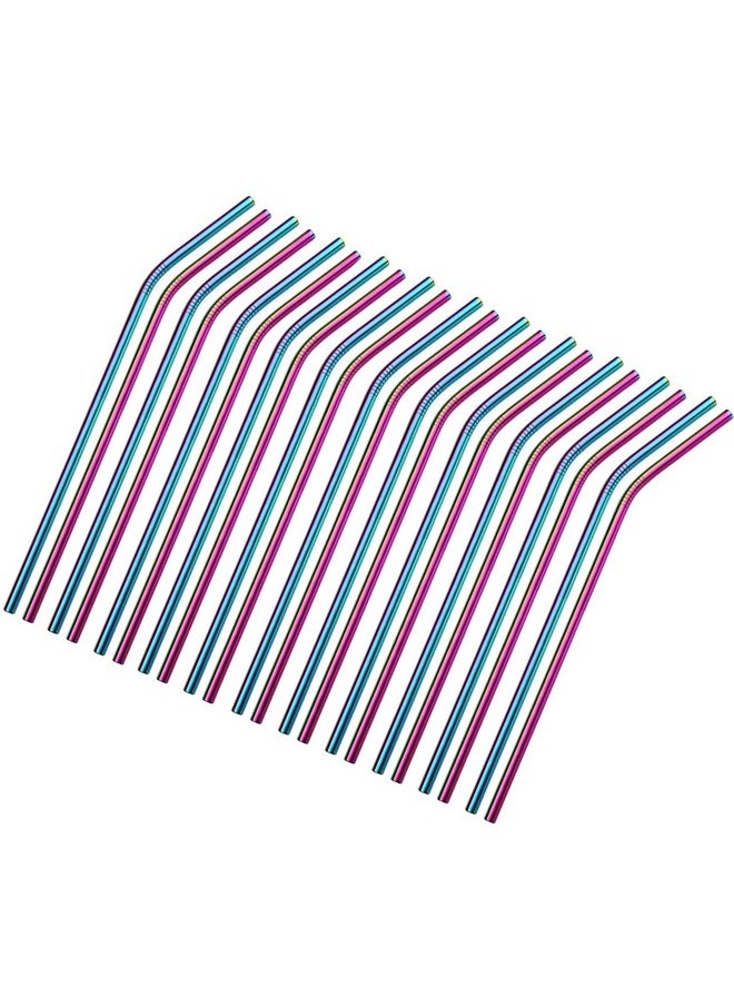 NObranded Reusable Metal Straws 50Pcs.8.5” Stainless Steel Rainbow Drinking Straws in Bulk For Wholesale.215x6mm All Curved Straight Straws for 20oz Tumblers Yeti (50pcs all bent Rainbow-8.5")  - Image 1