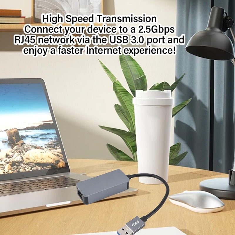 USB 3.0 to 2.5G Ethernet A, Speed USB 3.2 to RJ45 Network A, Plug and Play Portable 2.5Gbps Ethernet Con for OS X OS, Aluminum y - Image 3