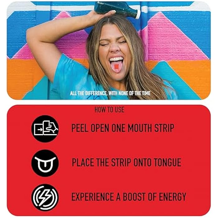 UTOPIA Strips Energy Strips with Vitamin B12 & L Theanine, Natural 50mg Caffeine for Energy Boost, Cranberry Flavor, Oral Strip (30 Count) - Image 2