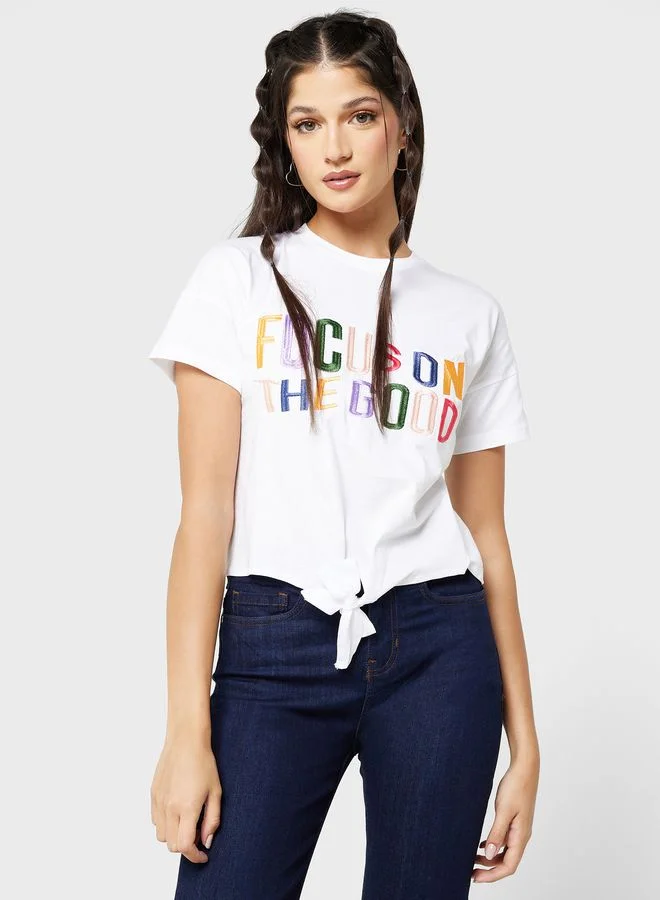 Ginger Regular Tee With Drop Shoulder With Tie Front