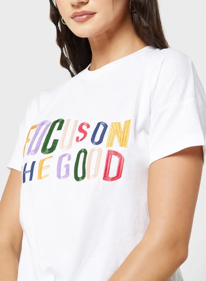 Ginger Regular Tee With Drop Shoulder With Tie Front