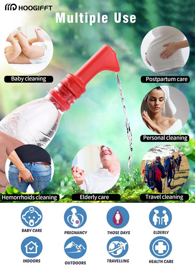 HOOGIFFT Travel shattaf Mini Pocket Shattaf Sprayer 3 Pack , Plastic Portable Bidet, Mobile Travel Shattaf for Toilet, Travel or Camping. Compatible with Every Bottle, Red, sky blue and blue color - Image 2