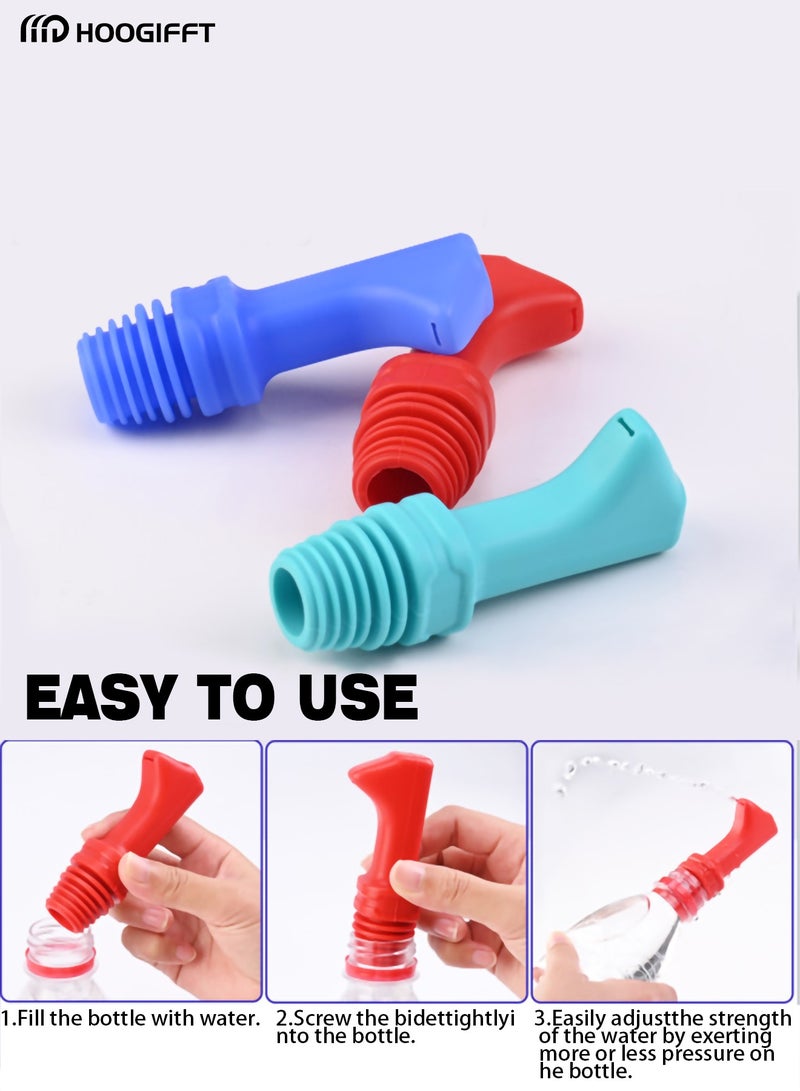 HOOGIFFT Travel shattaf Mini Pocket Shattaf Sprayer 3 Pack , Plastic Portable Bidet, Mobile Travel Shattaf for Toilet, Travel or Camping. Compatible with Every Bottle, Red, sky blue and blue color - Image 5