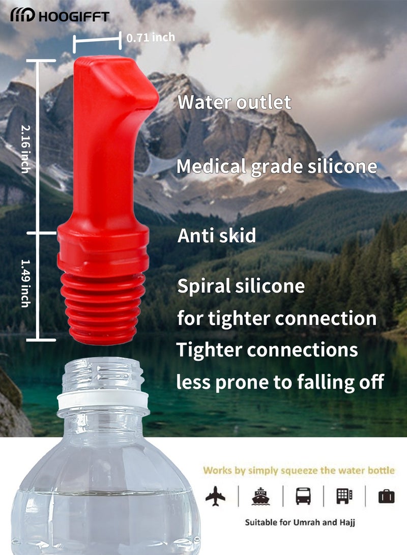 HOOGIFFT Travel shattaf Mini Pocket Shattaf Sprayer 3 Pack , Plastic Portable Bidet, Mobile Travel Shattaf for Toilet, Travel or Camping. Compatible with Every Bottle, Red, sky blue and blue color - Image 4