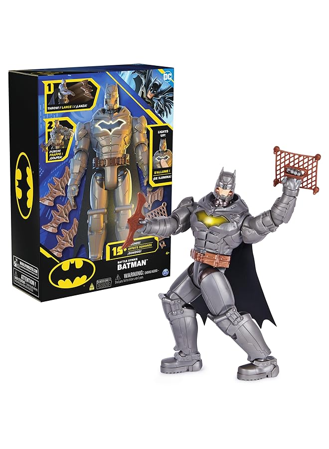 دي سي كوميكس لعبة باتل سترايك باتمان 12 بوصة مع 5 ملحقات و15 صوتًا وأكثر، ألعاب قابلة للتجميع للأطفال للأولاد والبنات من سن 3 سنوات فما فوق - Image 1