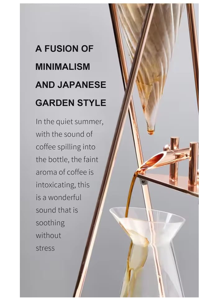 zeroHero zeroHero Cold Brew Drip Coffee Maker Luxury Iced Coffee Cold Brew Tower,800ml- Ice Drip Coffee Maker for Barista, Coffee Lovers- 66cm Height ,Borosilicate Glass , Color Rose Gold.  - Image 4