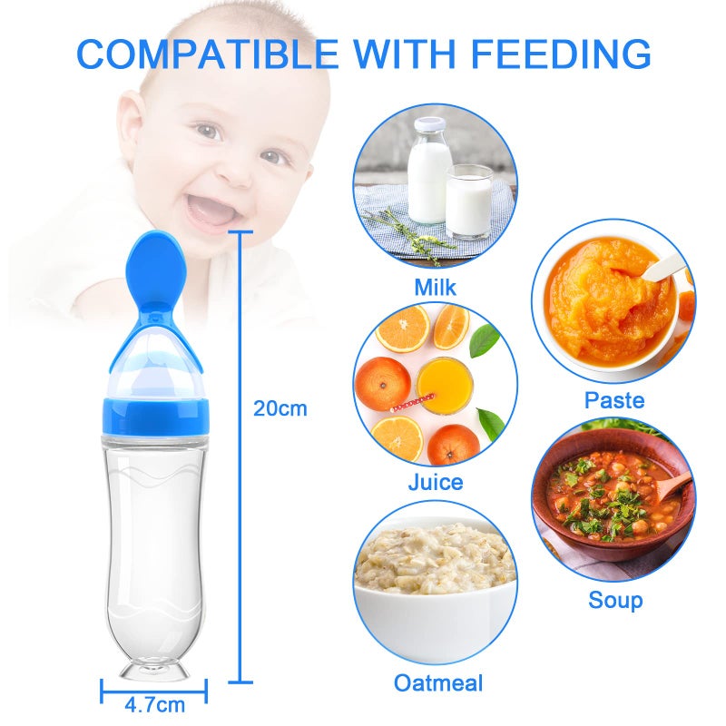 WAJIAYON Food Feeder Baby Fruit Feeder Pacifier (3 Pcs) with 6 Different Sized Silicone Pacifiers 2 PCS Silicone Babies Food Dispensing Spoon 90ML with 2 Baby Spoons Bottle Brush Pacifier Clip - Image 2