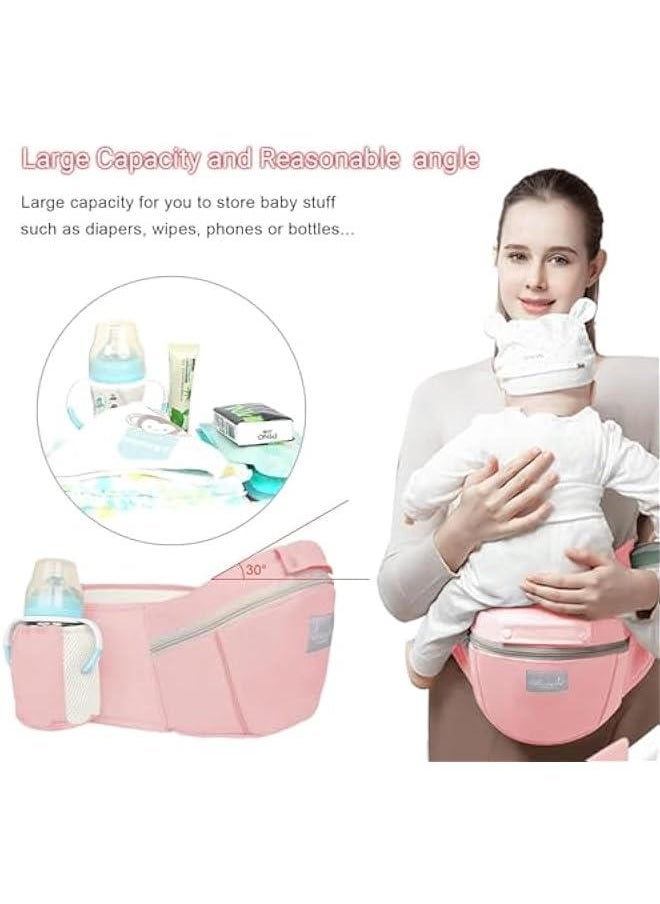 HOOKOR Baby Carrier with Hip Seat, Multi-Functional 9 in 1 Baby Carrier Newborn to Toddler for All Seasons, Baby Backpack Carrier for Toddler (Pink)  - Image 5