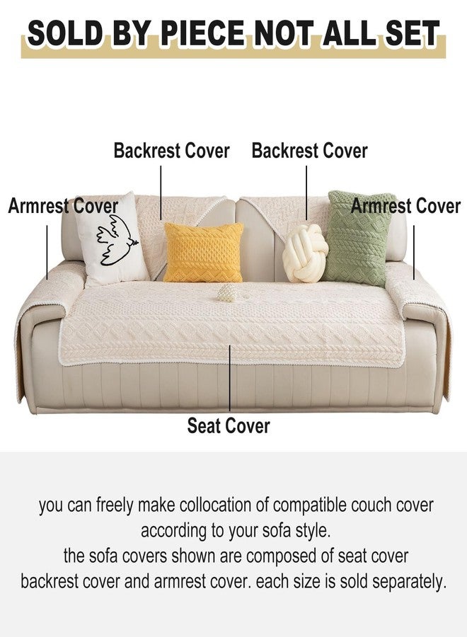 vctops Cable Jacquard Plush Sofa Couch Covers Boho Fuzzy Couch Cover for Dogs Soft Non Slip Sectional Sofa Slipcover Thick Warm Washable Furniture Protector for Kids, Pets (Cream,36"x82") - Image 2