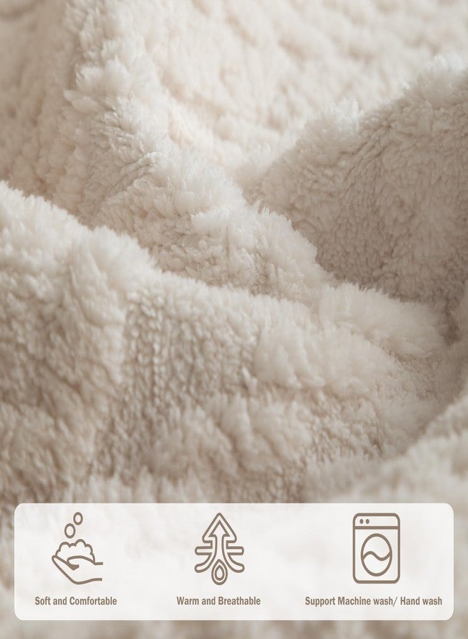 vctops Cable Jacquard Plush Sofa Couch Covers Boho Fuzzy Couch Cover for Dogs Soft Non Slip Sectional Sofa Slipcover Thick Warm Washable Furniture Protector for Kids, Pets (Cream,36"x82") - Image 4