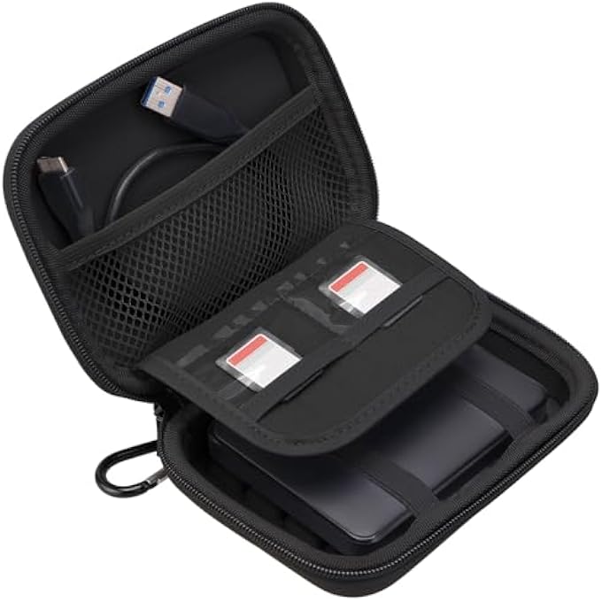 rayihni HARD DRIVE CARRYING CASE FOR TOSHIBA CANVIO BASICS/TOSHIBA CANVIO FLEX/CANVIO ADVANCE/CANVIO GAMING PORTABLE EXTERNAL HARD DRIVE 1TB 2TB 3TB 4TB HDD SHOCKPROOF TRAVEL BAG, BLACK+BLACK - Image 1