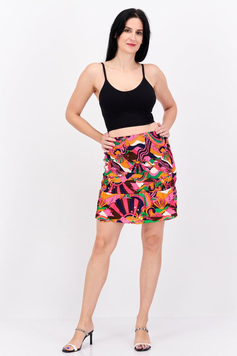 Never fully Dressed Women All Over Print Shirred Mini Skirts, Purple  - Image 4