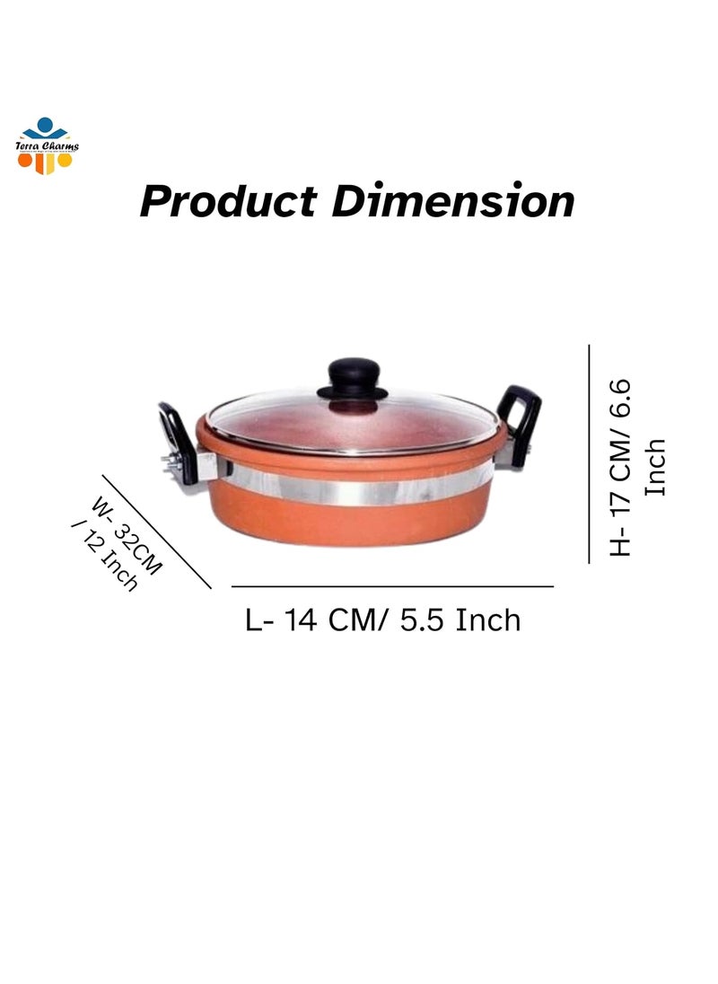 Terra Charms Terra Charms Terracotta Clay Kadai for Healthy Cooking Terracotta Kadai Organic Earthen Cookware Clay Kadai Cookware Organic Mitti Kadhai 2LTR  - Image 3