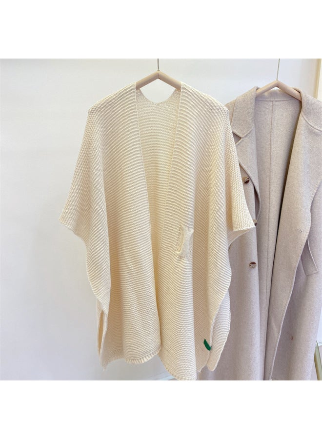 Knitted Shawl Autumn And Winter Outer Wearing Warm Cervical Fake Cashmere Scarf Women's Winter Thickened Office Shoulder Cloak