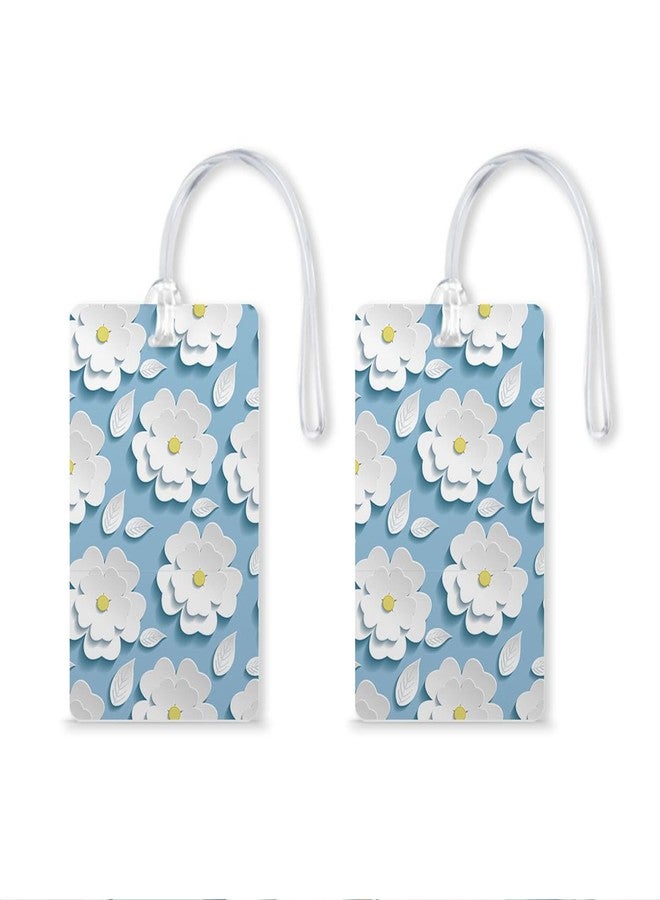 100yellow® Flower Luggage Tag, Travel Luggage Suitcase Baggage Id Identifier Name Address Label with Silicon Strap ( Pack of 2 ) - Image 1