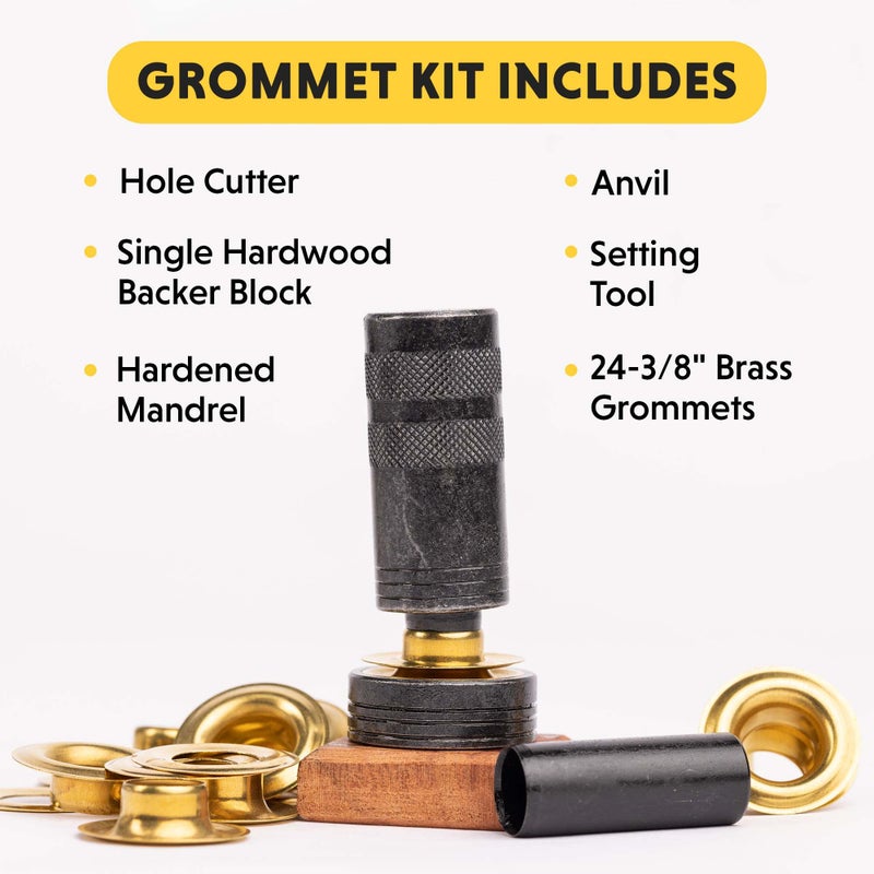 General Tools 71262 Grommet Kit with 24 Rustproof Solid Brass Grommets, 3/8 Inch - Image 4