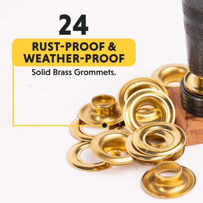 General Tools 71262 Grommet Kit with 24 Rustproof Solid Brass Grommets, 3/8 Inch - Image 3