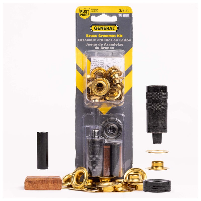 General Tools 71262 Grommet Kit with 24 Rustproof Solid Brass Grommets, 3/8 Inch - Image 1