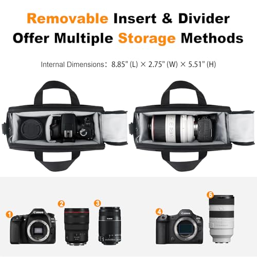 Lacdo Compact Camera Bag Case for SLRDSLR and Mirrorless Cameras Fits Canon Nikon Sony Panasonic Olympus Cameras and Lenses Camera Shoulder Bag Crossbody Sling Bag for Photographer Black - Image 3