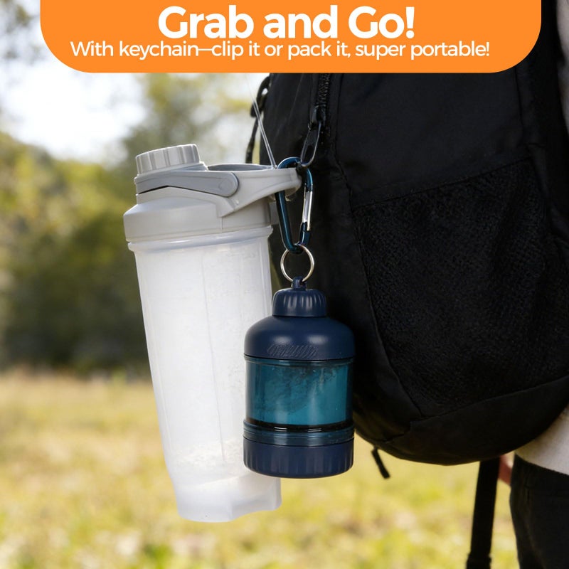 BooMetCheer 2 Pack Protein Powder Container to Go with Keychain & Keyring, Large Capacity, Clear, Leakproof, Ideal for workouts, fitness, or travel (Green&Blue) - Image 4