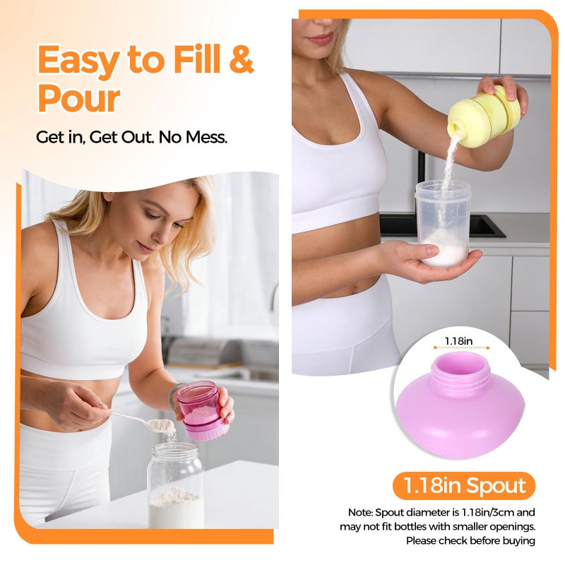 BooMetCheer 2 Pack Protein Powder Container to Go with Keychain & Keyring, Large Capacity, Clear, Leakproof, Ideal for workouts, fitness, or travel (Green&Blue) - Image 2