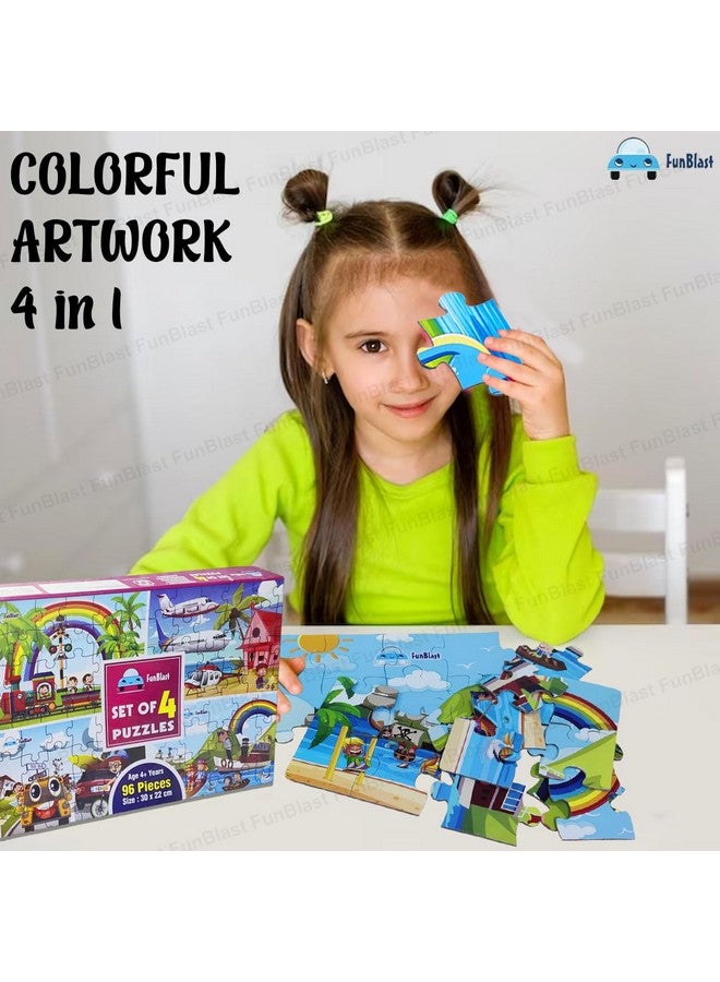 FunBlast Jigsaw Puzzles for Kids - Set of 4 Transport Vehicles Jigsaw Puzzle for Kids, Floor Jigsaw Puzzles for 3+ Years Old Boys,Girls,Children (Size 30X22 cm) (96 Pieces) - Multicolor - Image 5