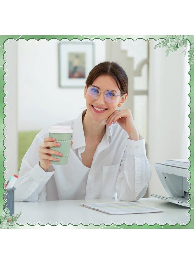 NatNarr 60 Pack Sage Green Coffee Cups with Lids Sleeves, 12oz Insulated To Go Paper Cups Sage Green Party Cups Disposable Paper Cups, Drinking Cups for Wedding Birthday Baby Shower Party Supplies - Image 5