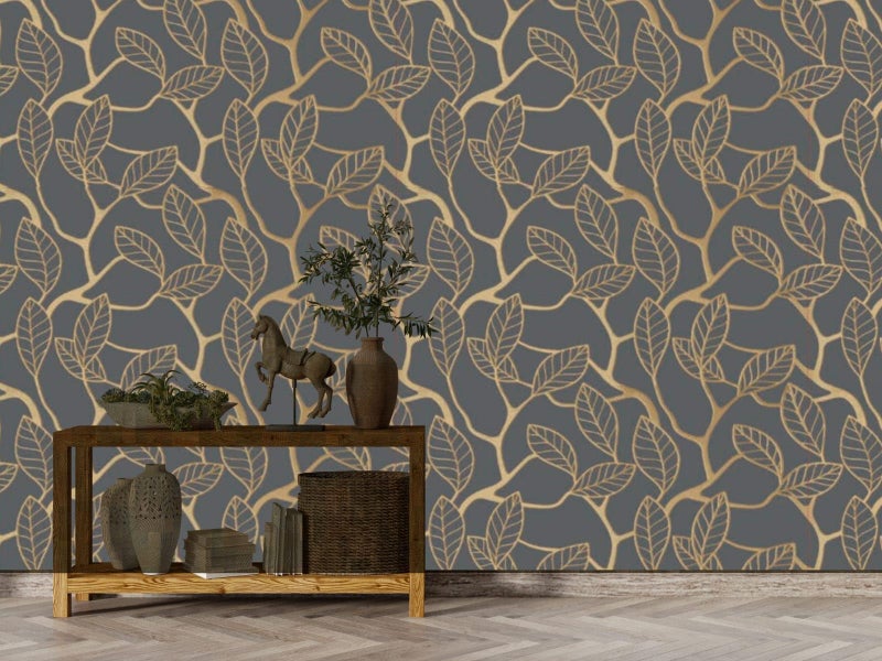 Nimbose® 3D Golden Leaves Self-Adhesive Wallpaper Rolls, Peel-Stick Wall Tile Waterproof Wallsticker, 1000 cm Big Wallpaper for Walls Sticker Leaves, Attractive Golden Leaf Theme (45 cm x 10 m) - Image 3