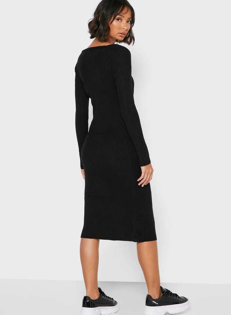 Ginger Ribbed Midi Skirt Set