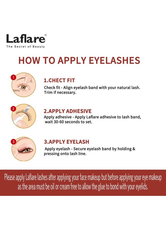 Laflare Cat Eyes 3D Faux Mink Long Thick Extension Eyelashes 5 Pairs Wispy Fluffy Soft Reusable Handmade False Eyelashes Multi-layered Effect Natural Eyelashes For Makeup (21DX5P) - Image 3