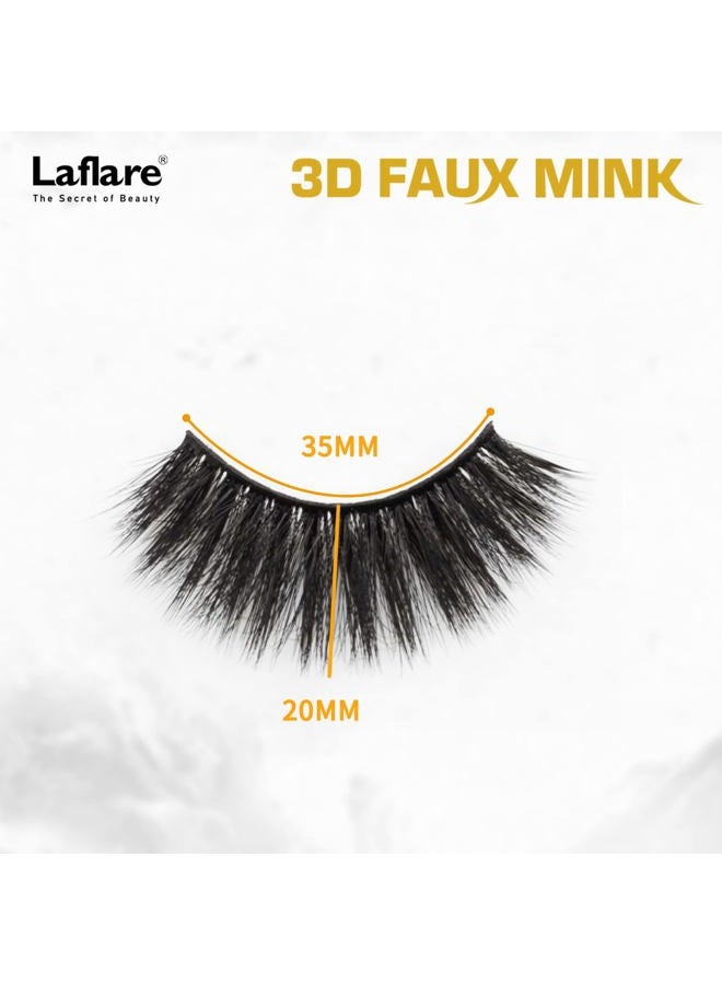 Laflare Cat Eyes 3D Faux Mink Long Thick Extension Eyelashes 5 Pairs Wispy Fluffy Soft Reusable Handmade False Eyelashes Multi-layered Effect Natural Eyelashes For Makeup (21DX5P) - Image 2