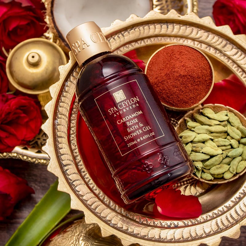 SPA CEYLON Cardamom Rose Bath and Shower Gel Luxurious Herbal Bath Wash with Aloe Vera Coconut Himalayan Rose Uplifting Nourishing for All Skin Types - Image 5
