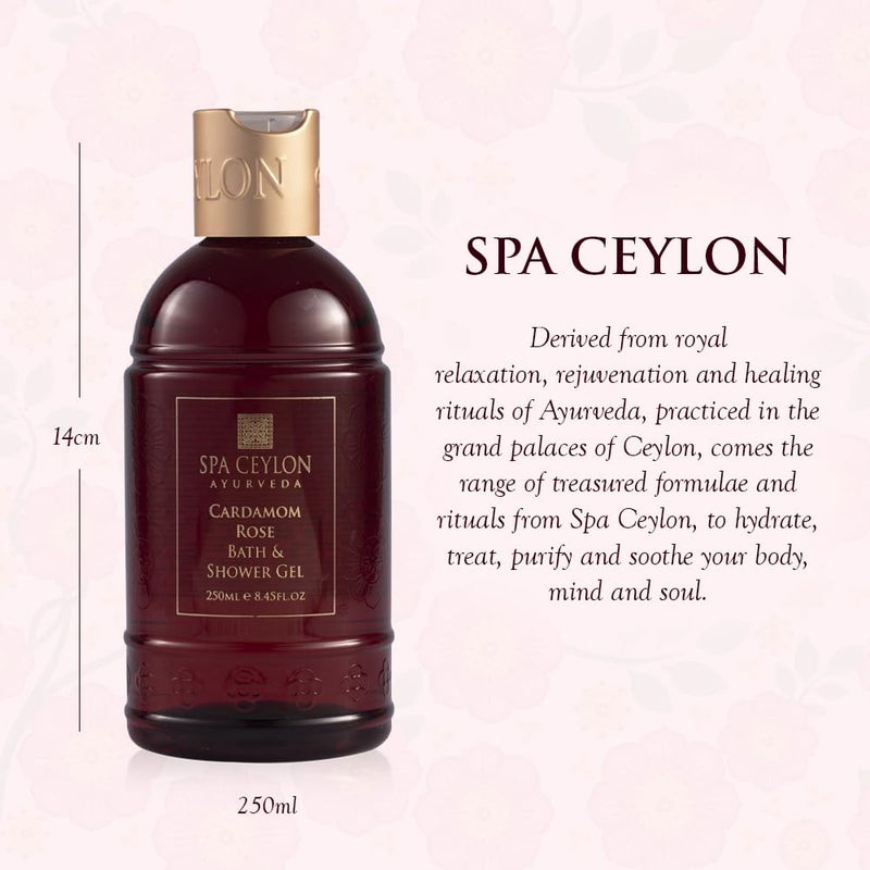 SPA CEYLON Cardamom Rose Bath and Shower Gel Luxurious Herbal Bath Wash with Aloe Vera Coconut Himalayan Rose Uplifting Nourishing for All Skin Types - Image 2