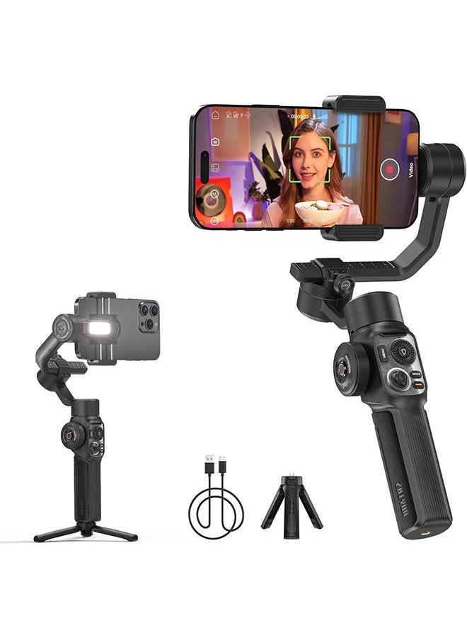 Zhiyun - ZHIYUN Smooth 5S AI [Official] 3-Axis Gimbal Stabilizer for Smartphone, iPhone Gimbal with Built-in Fill Light, Tripod, Phone Stabilizer for Video Recording Supports Gesture Control, 360° Inception - Image 1