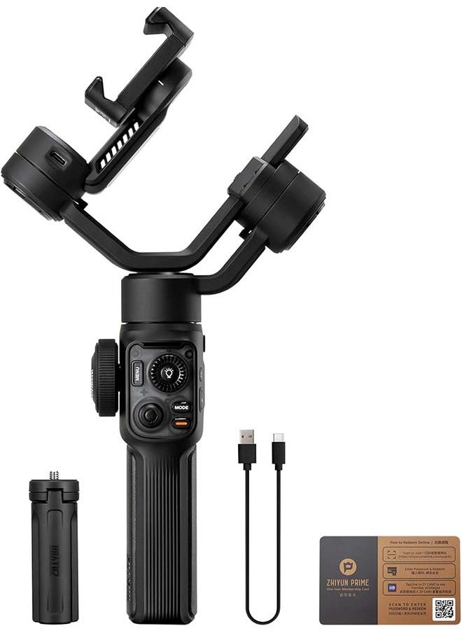 Zhiyun - ZHIYUN Smooth 5S AI [Official] 3-Axis Gimbal Stabilizer for Smartphone, iPhone Gimbal with Built-in Fill Light, Tripod, Phone Stabilizer for Video Recording Supports Gesture Control, 360° Inception - Image 1