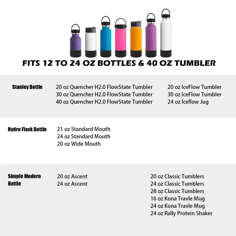 TFAK 5Pcs Silicone Bottle Boot, Silicone Water Bottle Sleeve Compatible with Stanley/Hydroflask/Iron Flask/Simple Modern Boot, 2.8-3in Bottom Width of Stainless Water Bottle - Image 4
