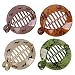 Fodattm 4 PCS French Small Banana Hair Clip Hair Comb Round Ponytail Holder Hair Claw Fashion Interlocking Banana Combs Flat Shark Hair Clincher (D#) - Image 2