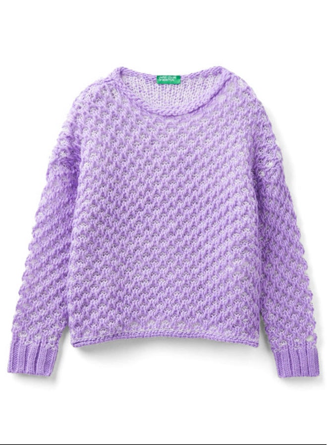 بينيتون سترة بنات مع شبكة جاكار - Image 2