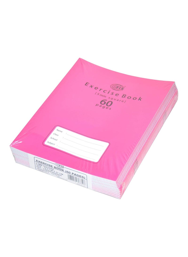 FIS Exercise Books 5 Mm Square With Left Margin, 60 Pages, Pack Of 12 Pieces, 16.5 X 21 Cm Size - FSEBSQ05060N - Image 1