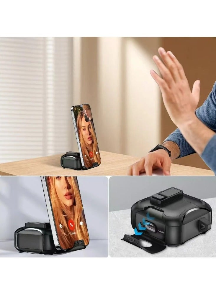 Compatible with AirPods Pro2 Case with Phone Stand,Full Drop Protection Automatic Snap Switch Design with Cleaner Kit for iPod Pro Charging-Black - Image 4