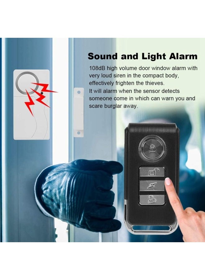 Wireless Door Sensor Alarm Chime Home Security Window Entry Alert with Vibration Magnet Sensor + Remote Controller for Home/Garage/Shop