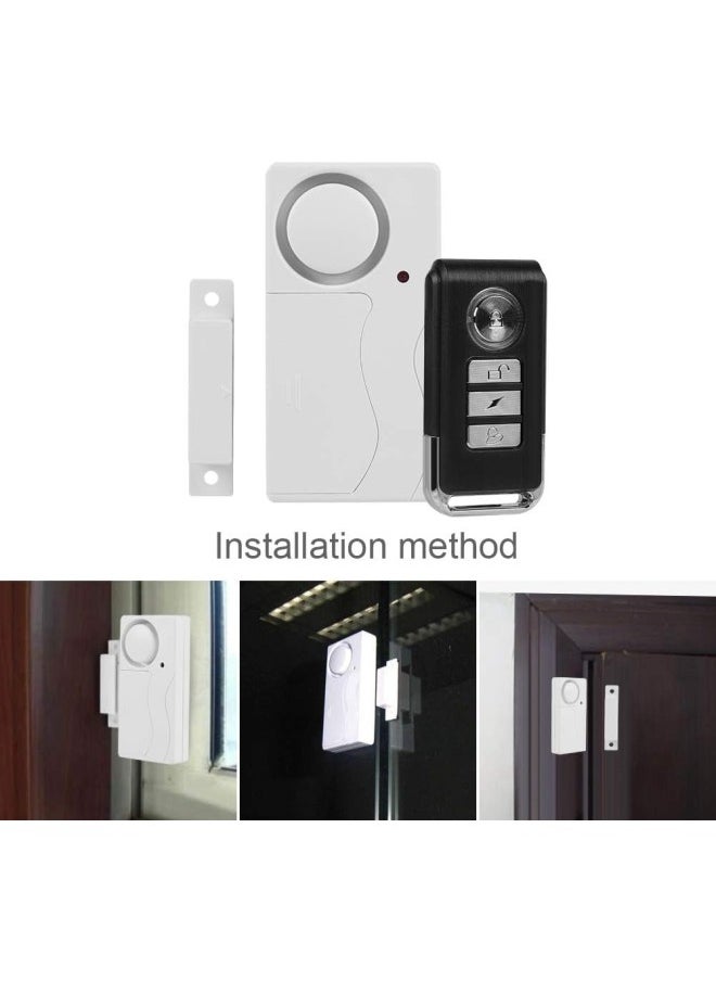 Wireless Door Sensor Alarm Chime Home Security Window Entry Alert with Vibration Magnet Sensor + Remote Controller for Home/Garage/Shop