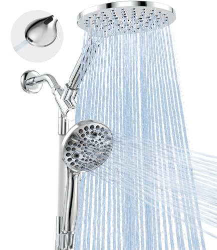 MakeFit Dual Handheld Shower Head Combo, 2-in-1 Rain Shower Heads System 8 Inch Rainfall Shower Head and 10 Modes High Pressure Hand Held Showerhead with Built-in Power Wash - Image 1