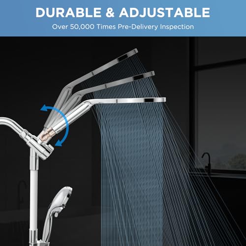MakeFit Dual Handheld Shower Head Combo, 2-in-1 Rain Shower Heads System 8 Inch Rainfall Shower Head and 10 Modes High Pressure Hand Held Showerhead with Built-in Power Wash - Image 2