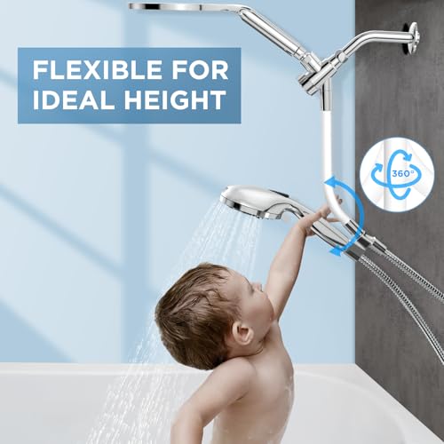 MakeFit Dual Handheld Shower Head Combo, 2-in-1 Rain Shower Heads System 8 Inch Rainfall Shower Head and 10 Modes High Pressure Hand Held Showerhead with Built-in Power Wash - Image 3