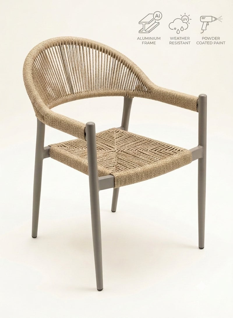 Premium Outdoor Dining Chair – Modern Aluminum Frame with Woven Rope Detailing, Weather-Resistant – Perfect for Patio, Garden, and Balcony - Image 1