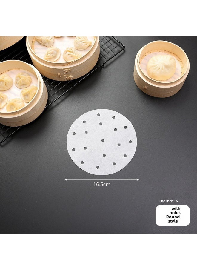 Generic Food Grade Disposable Steamer Paper Non-stick Steaming Paper Household Steamed Bun Paper For Steamed Bread Air Fryer Paper-Color:500 Tablets (family Half A Year Available)-Specifications:6.5 Inches (16cm)  - Image 1