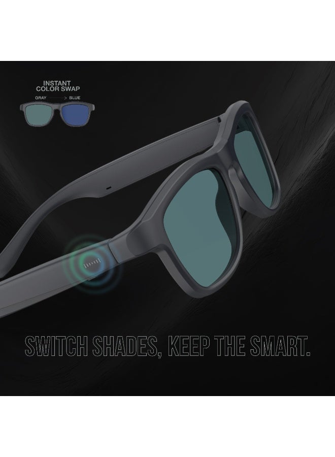 GREEN LION Shade Mate Smart Glasses with Fashion Look / Play Time & Talk Time 5 Hrs / TWS Function / Hands-Free Calls / Voice Assistant / Touch Control / Remote Camera / Polarized Lenses / Magnetic Charging / AI / IOS / Android - Black - Image 2